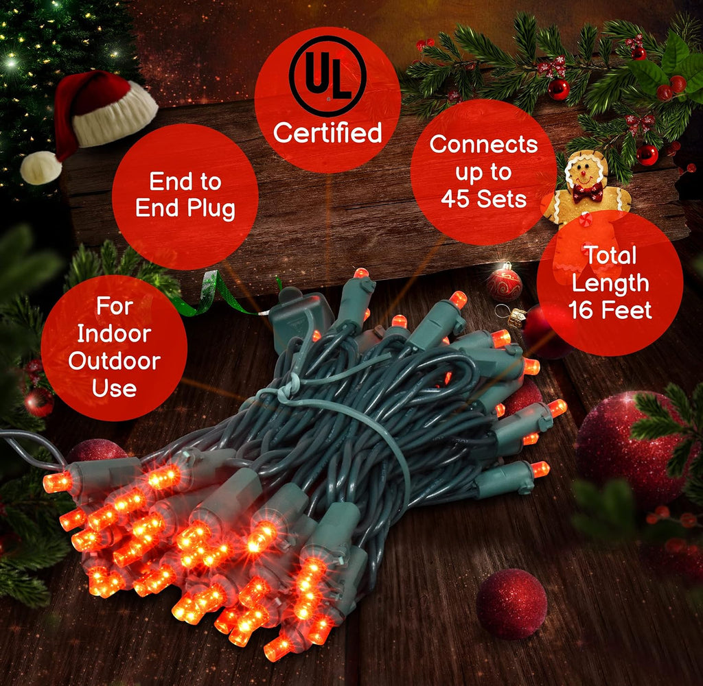 Holiday Essence Essence LED Mini Christmas Lights Set, 60 5mm Red String Lights, Green Wire, for Indoor Outdoor Décor, Valentines, Home, Wedding, Patio, Garden Decorations, UL Certified
