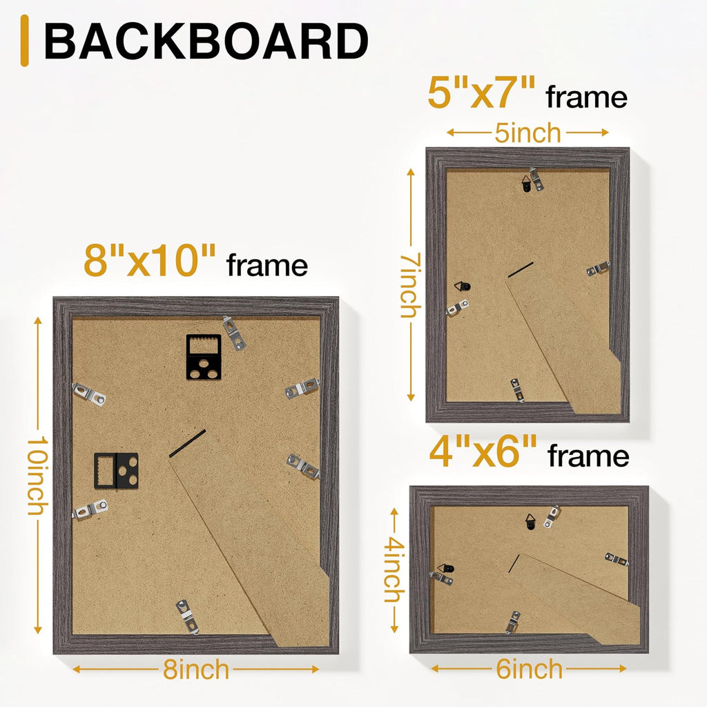 Vittanly 10 Pack Picture Frames Collage Wall Decor, Rustic Grey