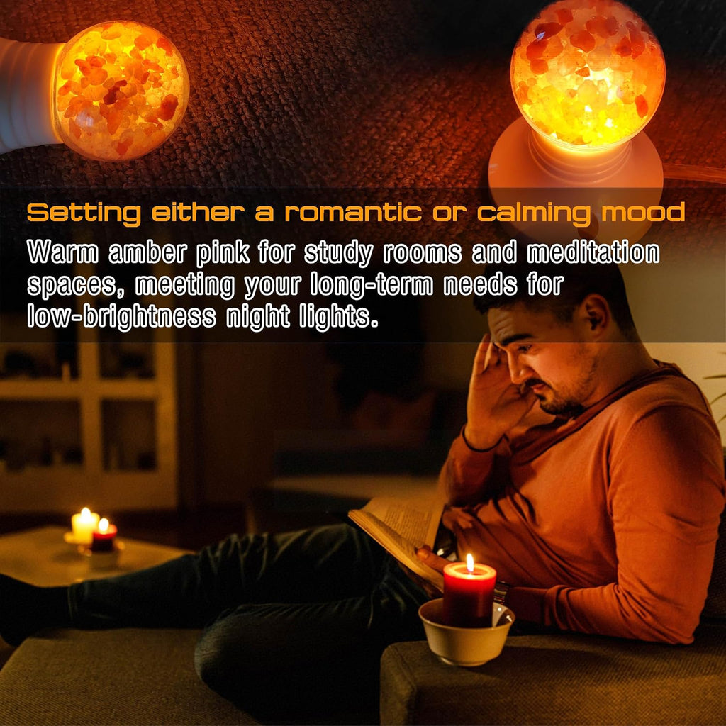 Himalayan Salt Lamp LED Light Bulbs, 3W Warm Amber Light Bulb 2200k, 2pack