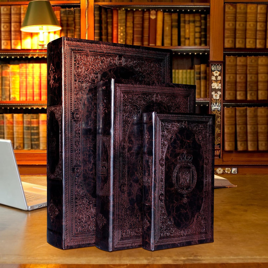 Decorative Book Box Set of 3,Vintage Style Book Shaped Storage Box