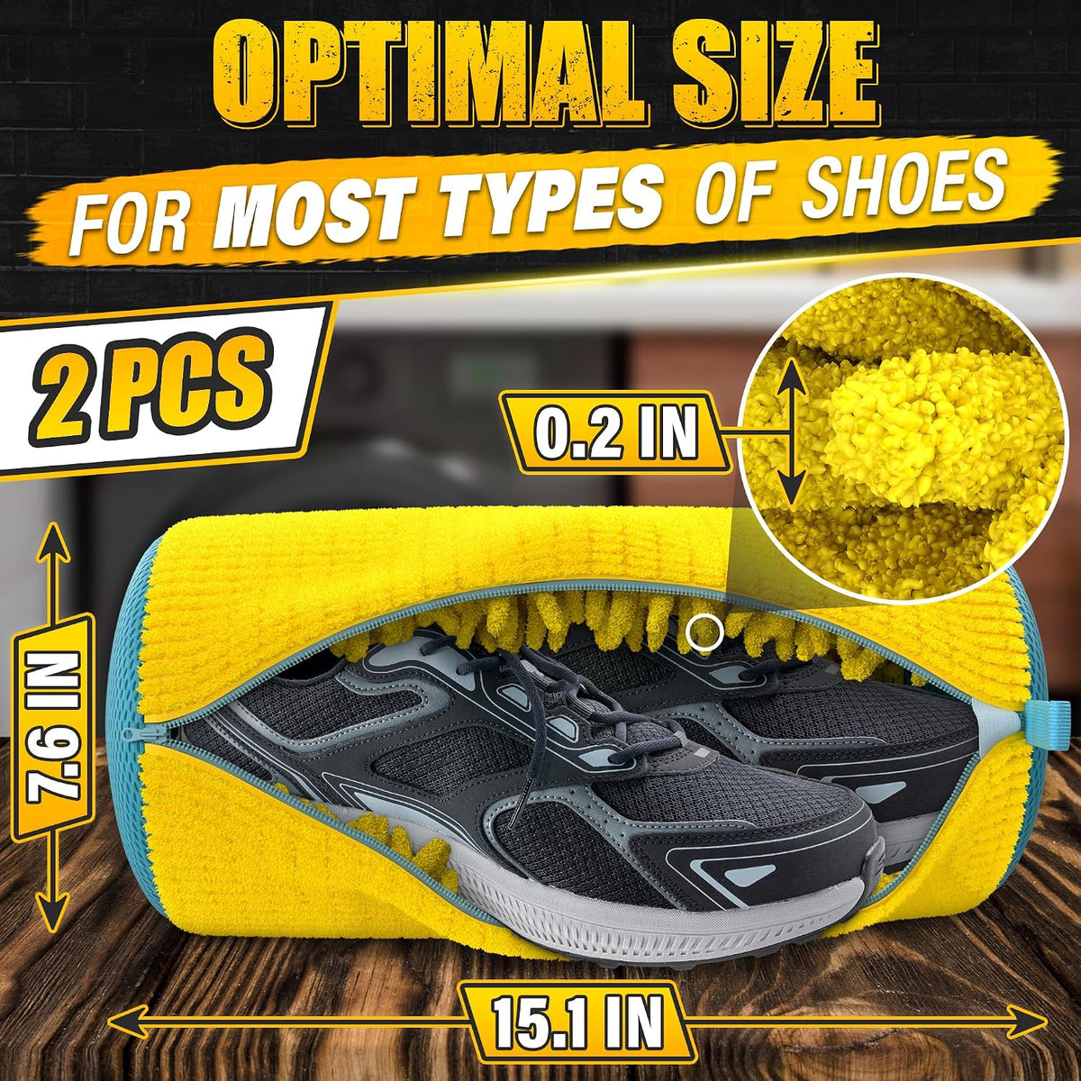 2 Pcs XXL Shoe Washing Machine Bag, Tennis Shoe Laundry Bag, Yellow