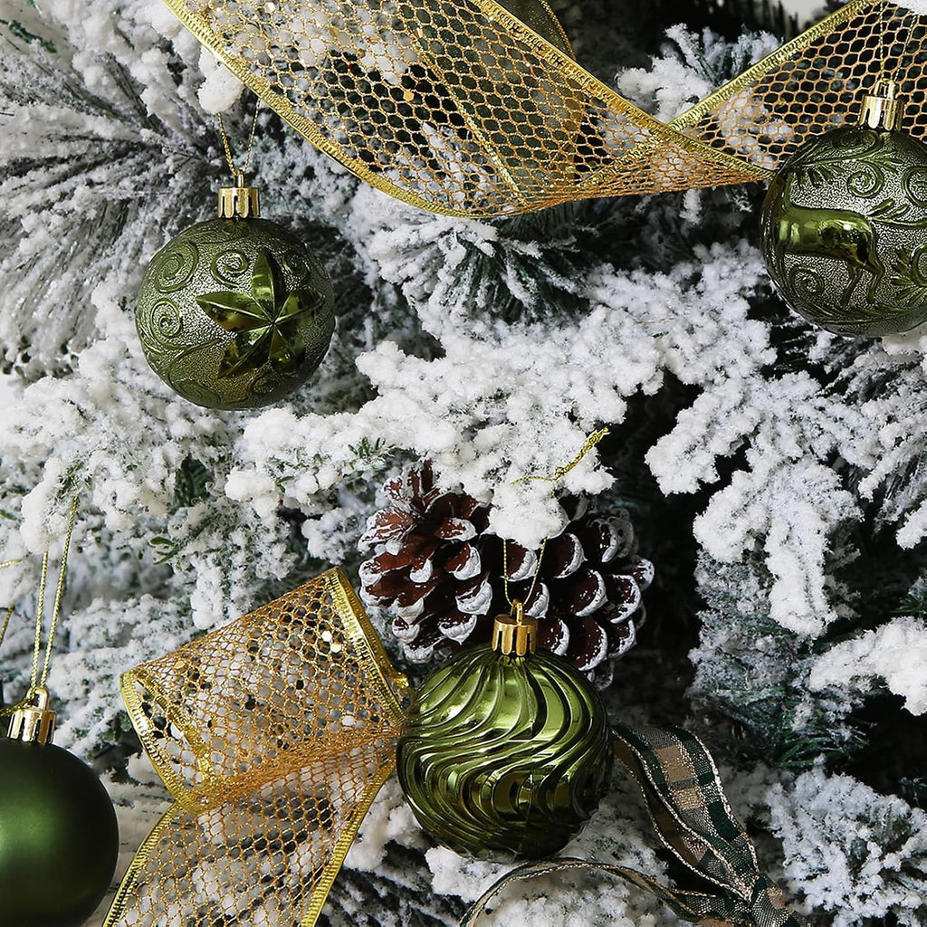 34ct Dark Green Christmas Ball Ornaments Shatterproof Plastic Christmas Tree Decorations for Xmas Party Home Office Holiday Decor -Medium Size (2.36"/ 60mm)