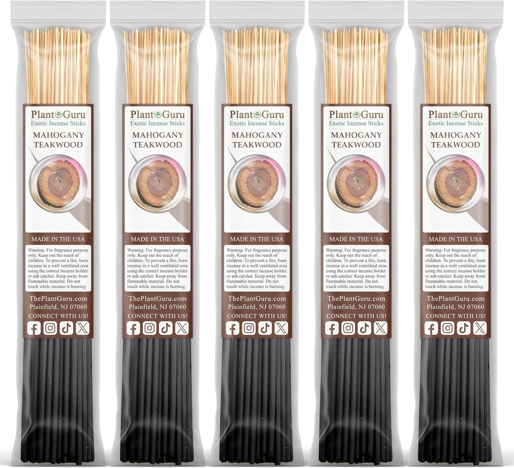 Mahogany Teakwood Incense Sticks 500 Pack 11" Bulk Wholesale - Smooth and Clean Long Burn Time, 45 to 60 Minutes.