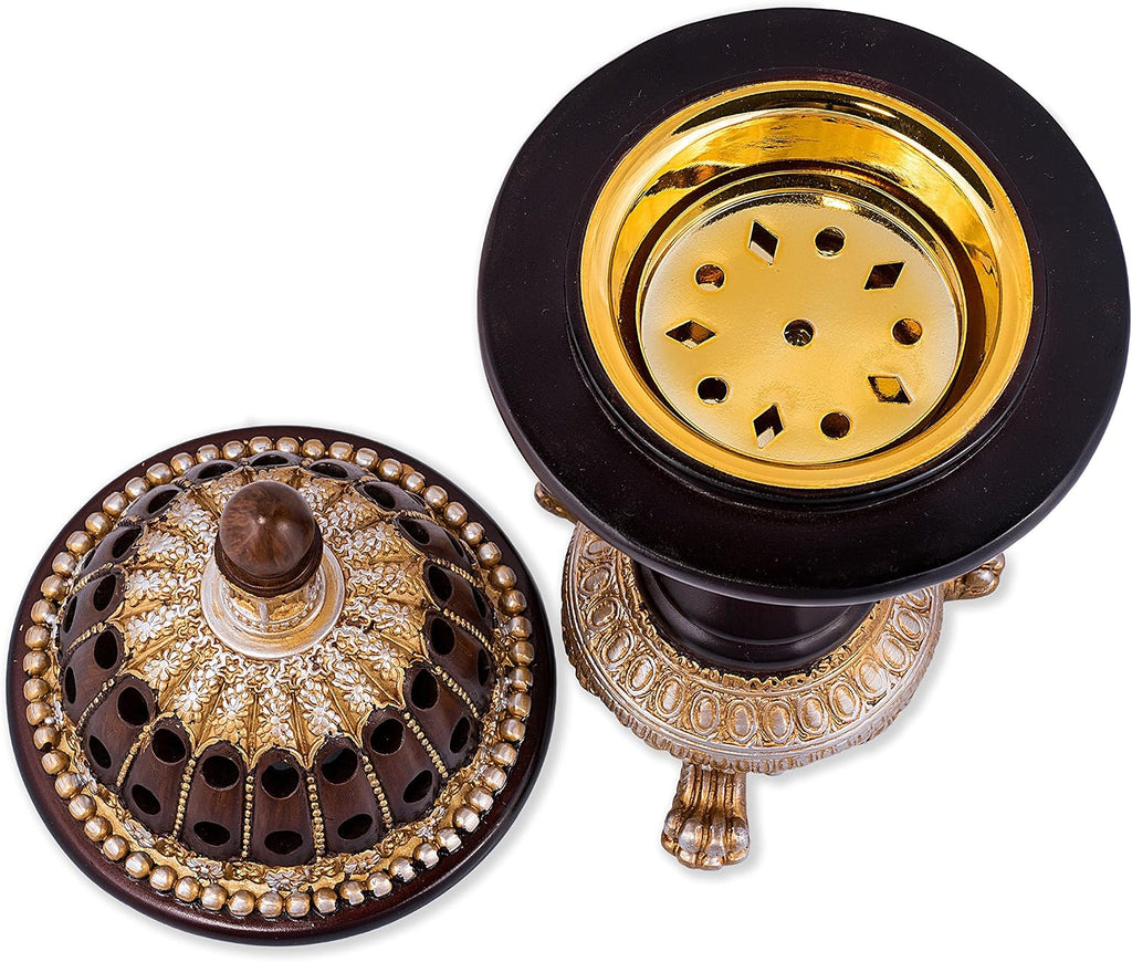 AM Luxury Globe Incense Burner - Bakhoor Cone Holders | Frankincense Charcoal Burner | Mabkhara | for Office & Spiritual Décor (Brown)
