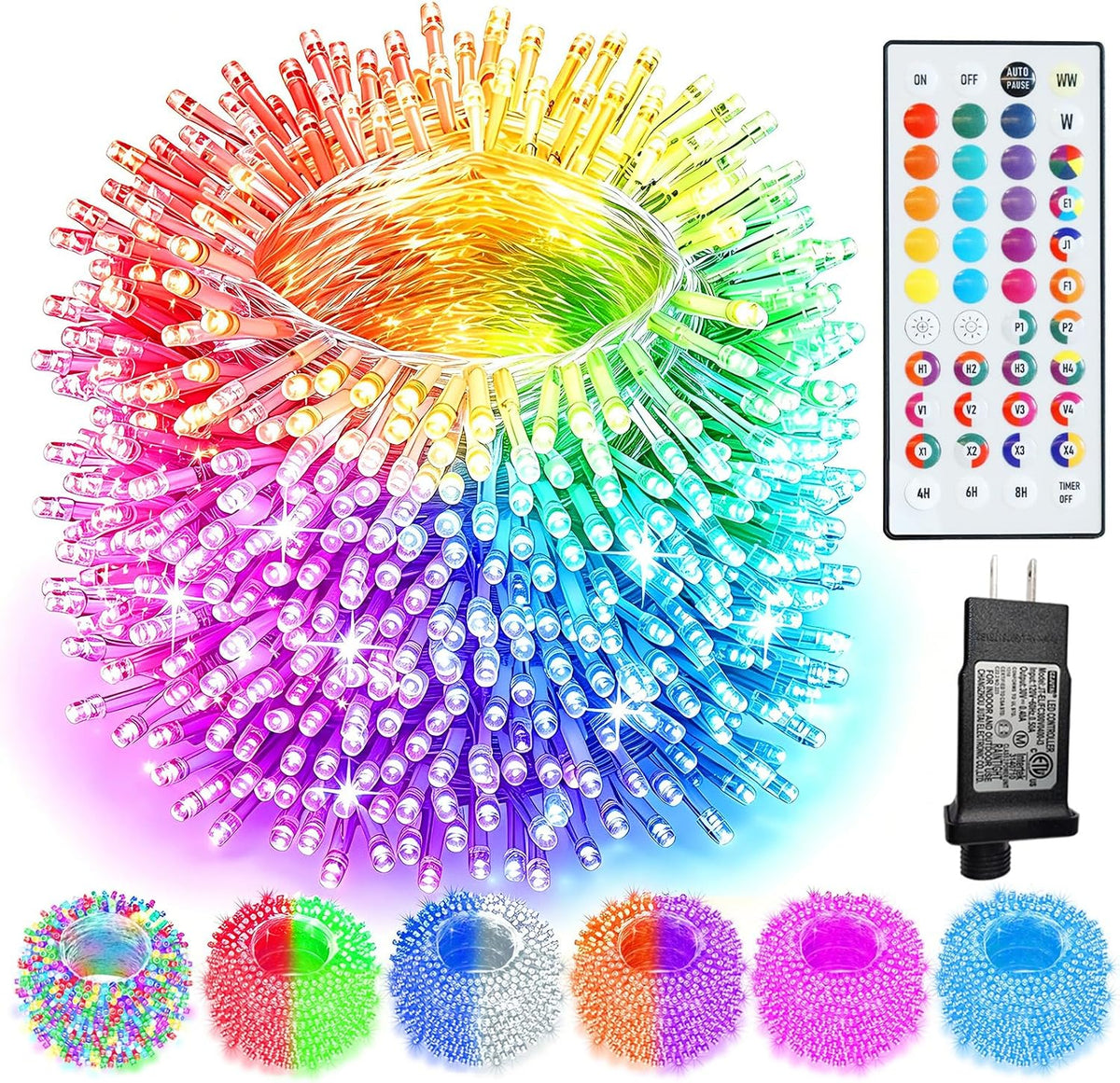 Color Changing Christmas String Lights with Remote, 35 Colors 164FT 500LED String Lights Outdoor Decoration, Indoor Connectable RGB Twinkle Fairy Lights Plug in for Xmas Tree Halloween Decoration