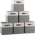 Ornavo Home 13x13 Foldable Fabric Storage Cube Bins, 6 Pack, White/Gray