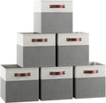 Ornavo Home 11x11 Foldable Fabric Storage Cube Bins, 6 Pack, White/Gray