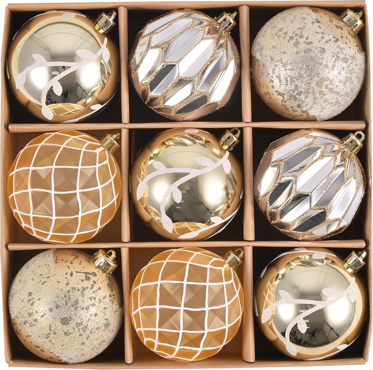 DecorbyHannah 9ct 3.15inch Christmas Ornaments Tree Decorations White Gold