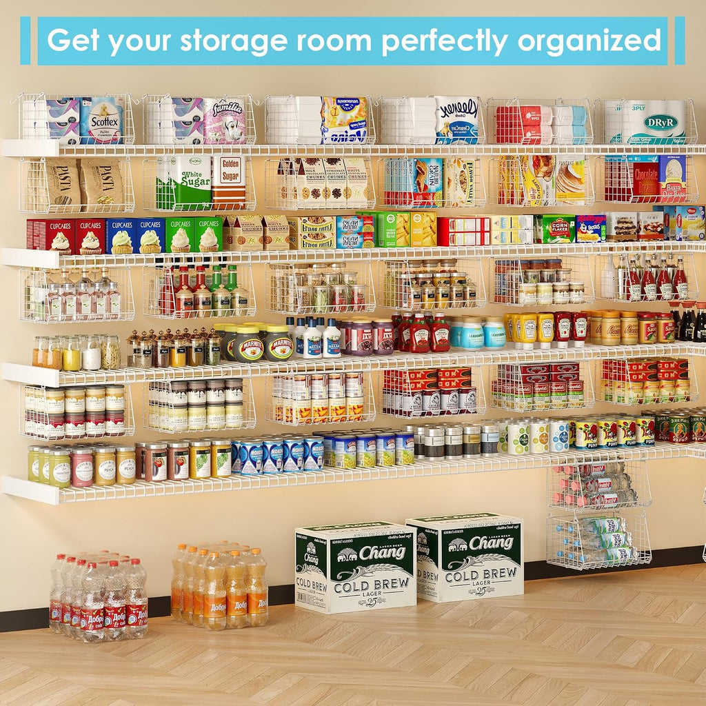 3-Pack Under Shelf Hanging Baskets Space-Saving Pantry Shelf Organizer