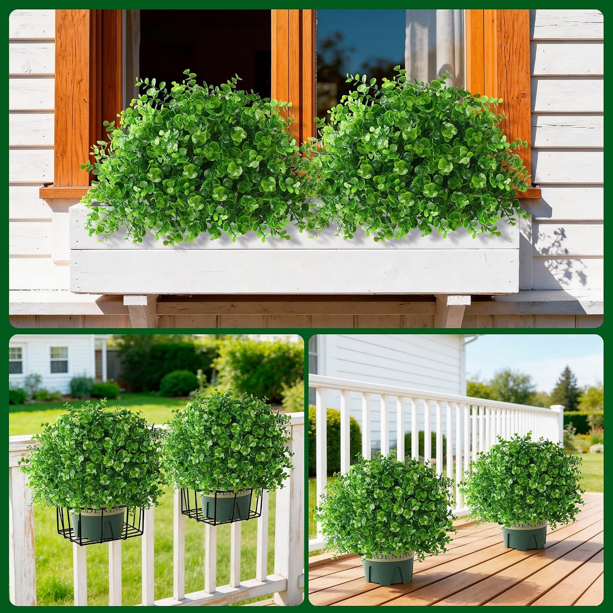 Fake Plants Artificial Boxwood Topiary, 2 Pack Artificial Plants Outdoor with Pot UV-Resistant Faux Plants Look Real Front Porch Farmhouse Garden Patio Yard Decor