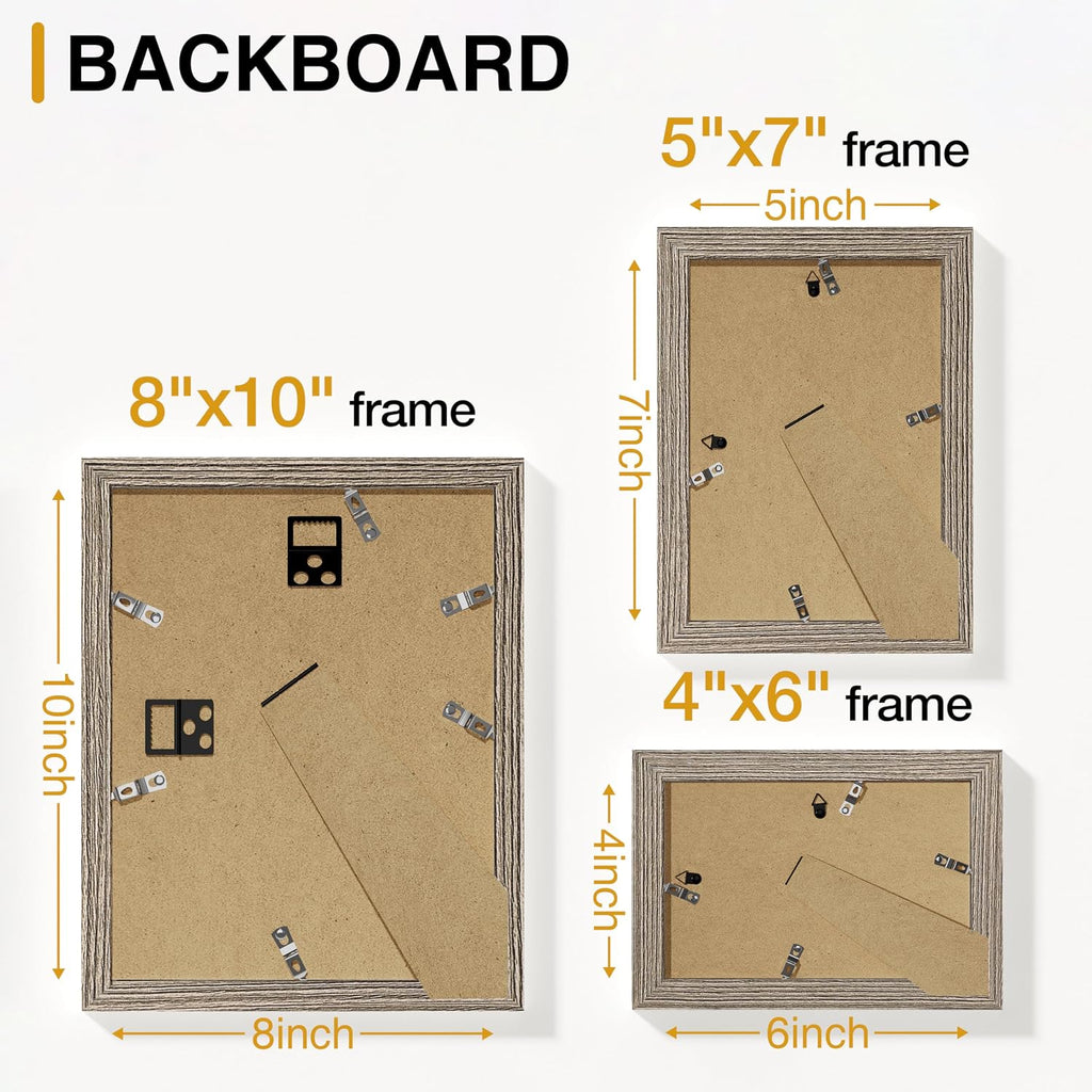 Vittanly 10 Pack Picture Frames Collage Wall Decor, Grayish Brown