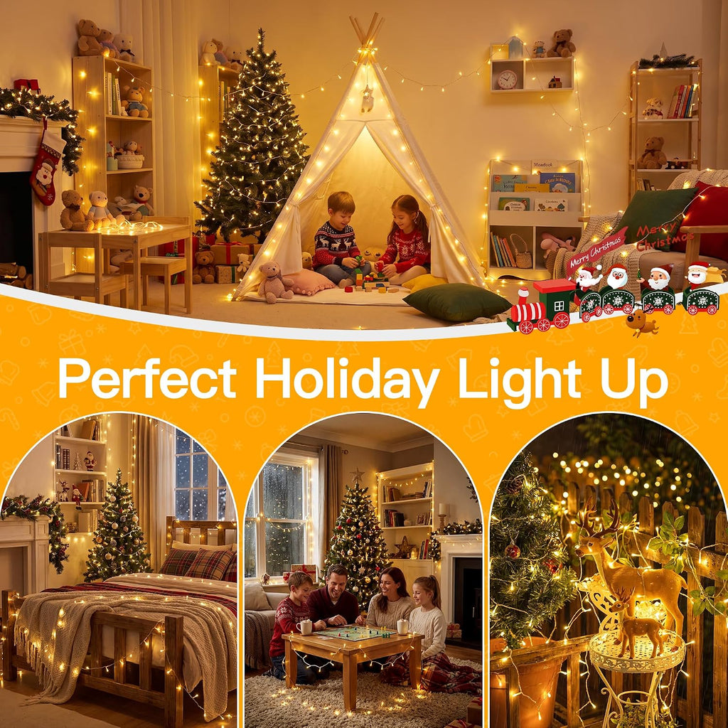 Ollny 100 LED Christmas Lights 33FT, Warm White Connectable Fairy Lights