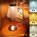 Cordless Rechargeable Metal Table Lamp, Cube Shade, Nickel