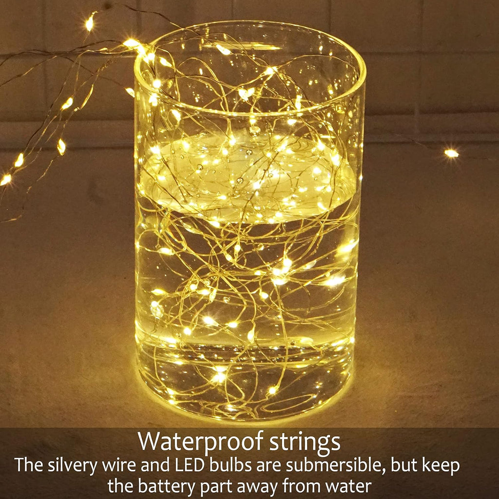 SmilingTown Battery Operated Fairy Lights, 24 Pack 20 LED 7.2ft Silver Wire Mini String Lights for Mason Jar, Bottle, Wedding Centerpiece, Halloween Christmas Party, Bedroom Indoor Decor (Warm White)