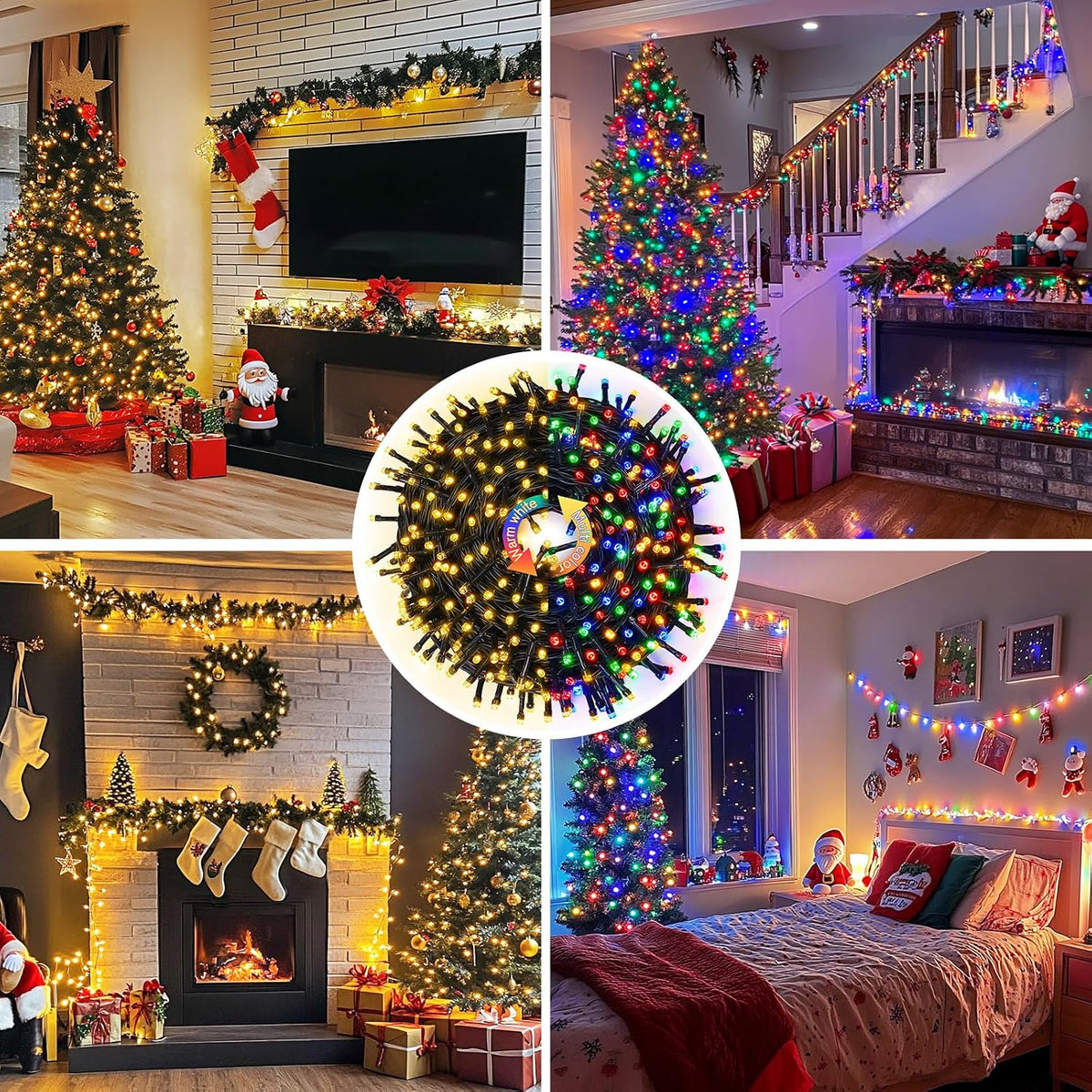 JMEXSUSS 200 LED Color Changing Christmas Lights, Warm White & Multicolor