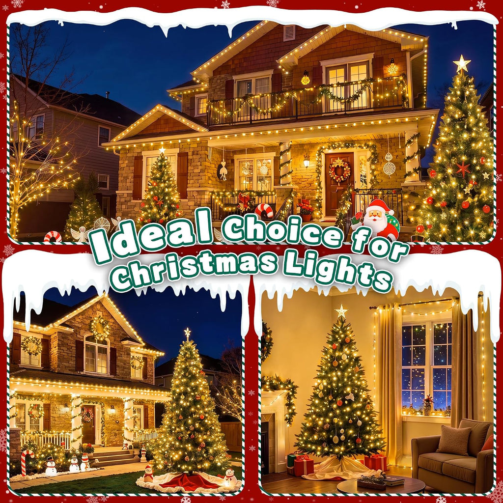 Outdoor Christmas Lights 500 LED 164FT, 13 Modes Warm White