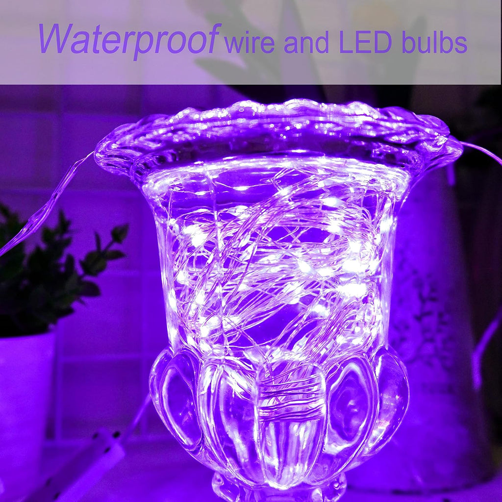 SmilingTown Fairy Lights Battery Operated Starry Firefly Silvery Wire String Lights 15 Pack 7.2ft 20 LED Jar Table Centerpiece for Wedding Christmas Halloween Party Decoration (Purple)