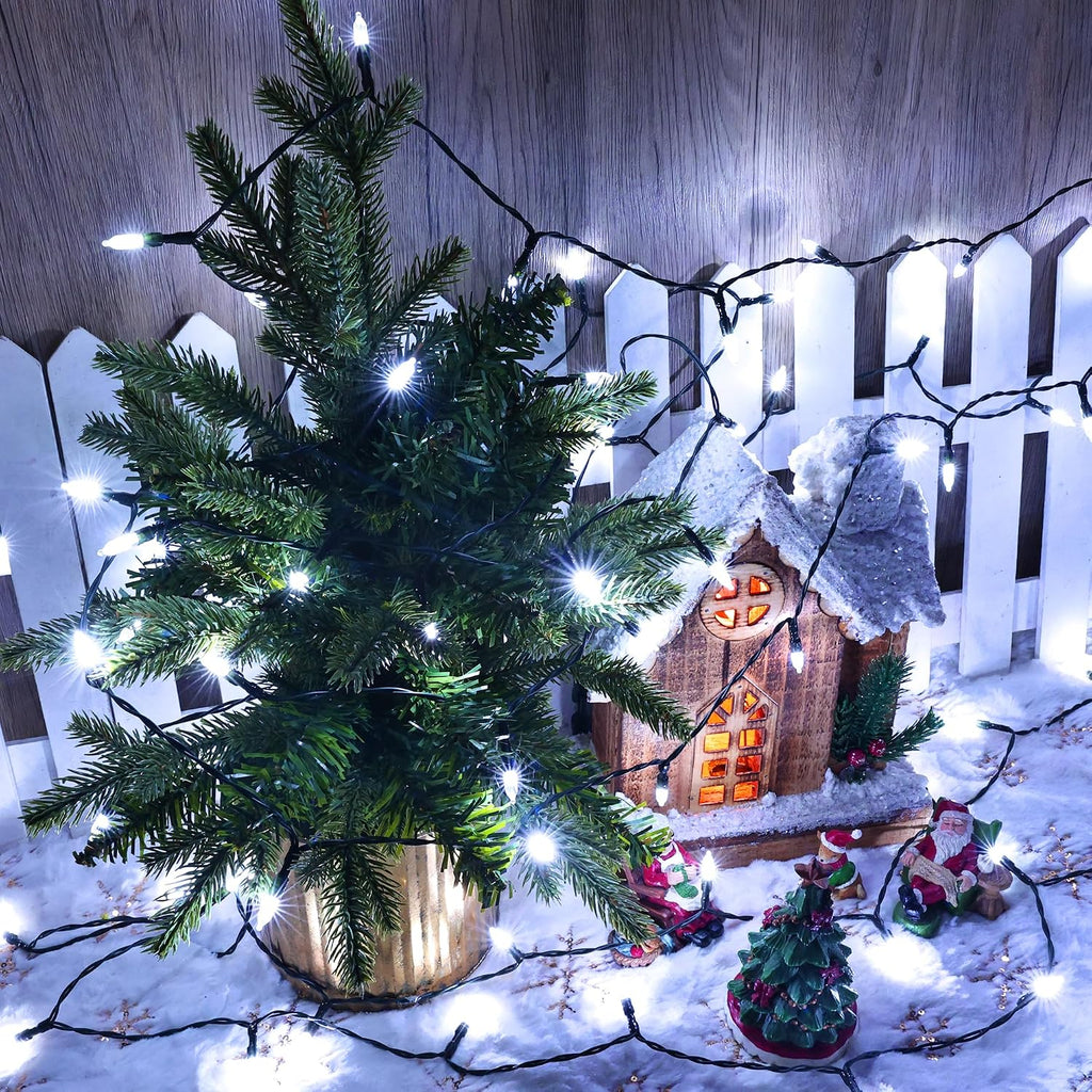 Lomotech Battery Christmas Lights - 2 Pack Total 33ft 100LEDs,White