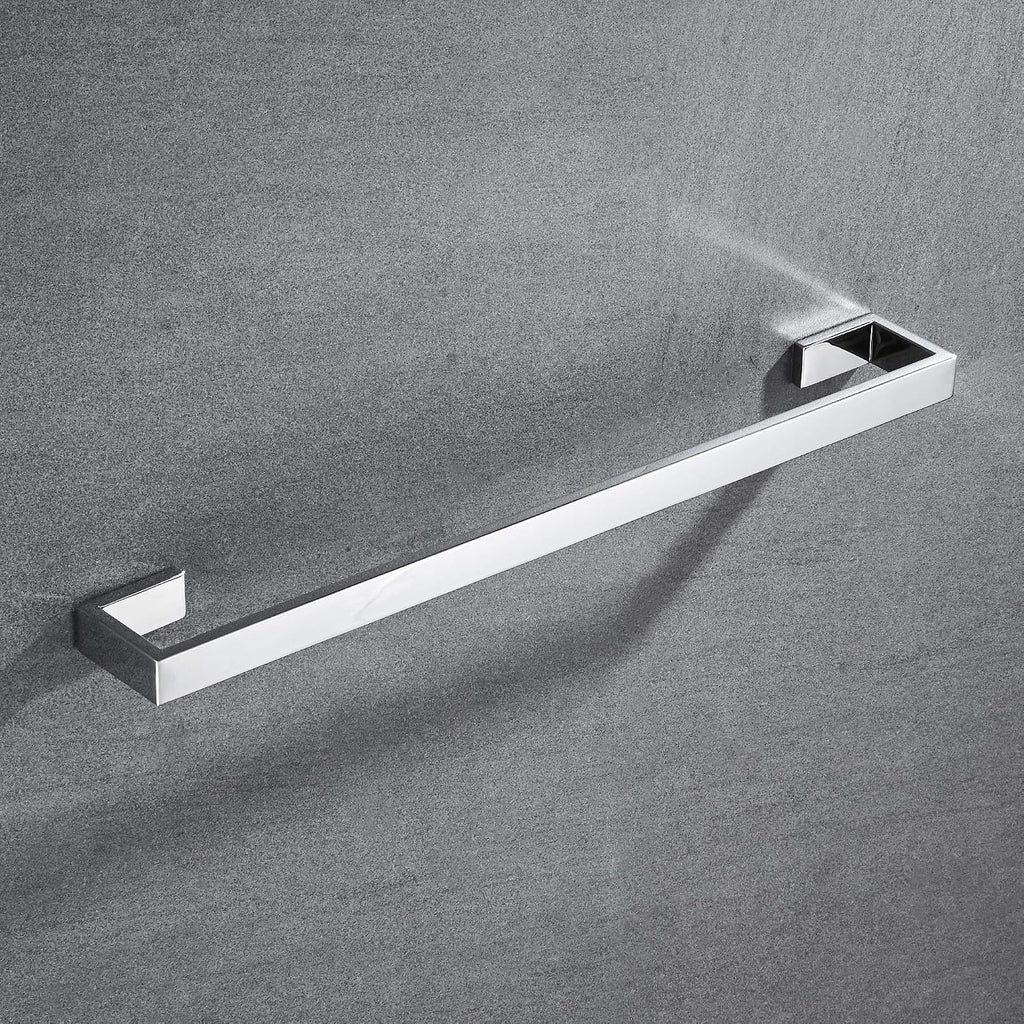 JunSun Square Towel Bar 24-Inch Stainless Steel Towel Holder Bathroom Accessories Square Bathroom Bars Towel Rack Bathroom Hardware Wall Mounted Stainless Steel Polished Chrome