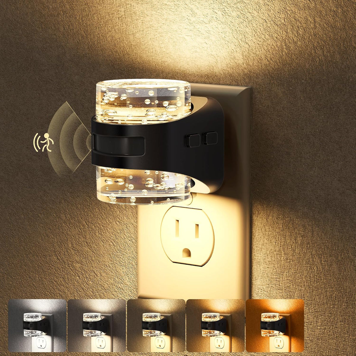 Briignite Motion Sensor Night Light 2Pcs Bubble Night Lights Plug into Wall