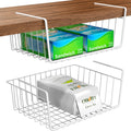 Simple Houseware 2-Pack Under Shelf Wire Metal Basket Shelf, White