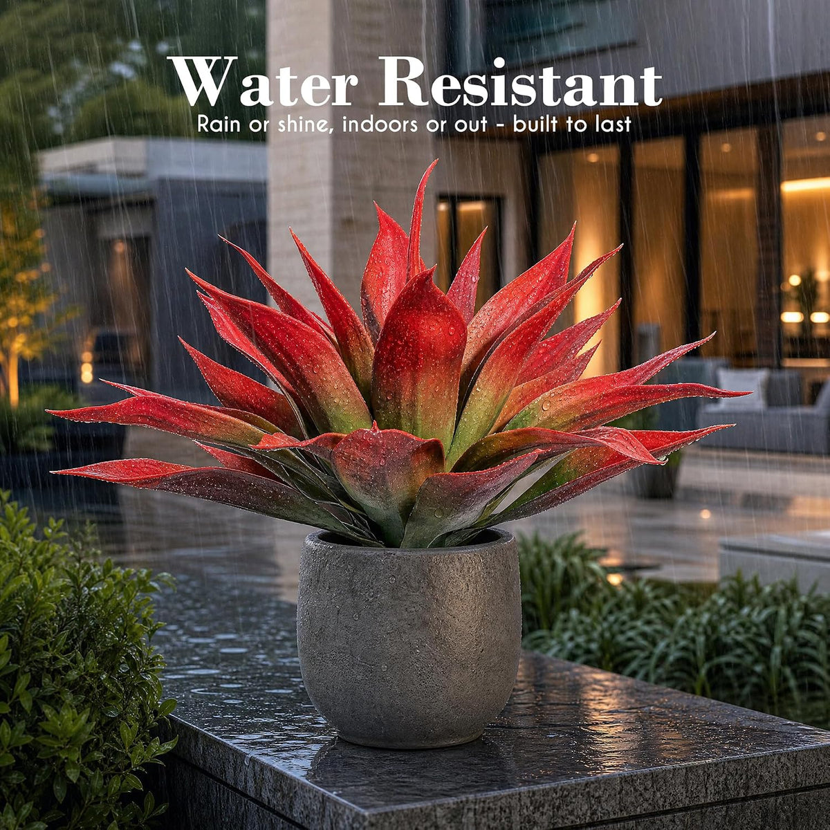 Ttranewsoo 2-Pack Artificial Agave Plants Outdoor, 22-Inch Red Fake Plants for Planters, UV Resistant Faux Succulent Decor for Porch Patio Garden and Fall