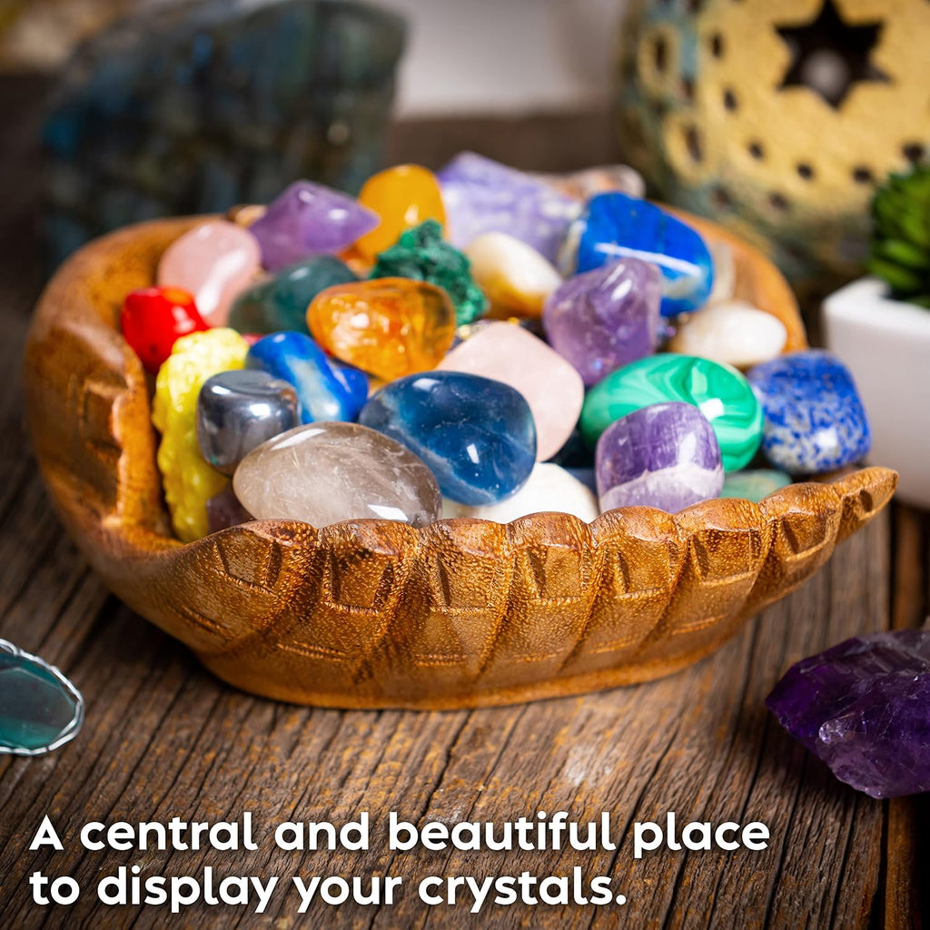 Wooden Hands Bowl, Crystal Display, Rock Display, Natural, Medium