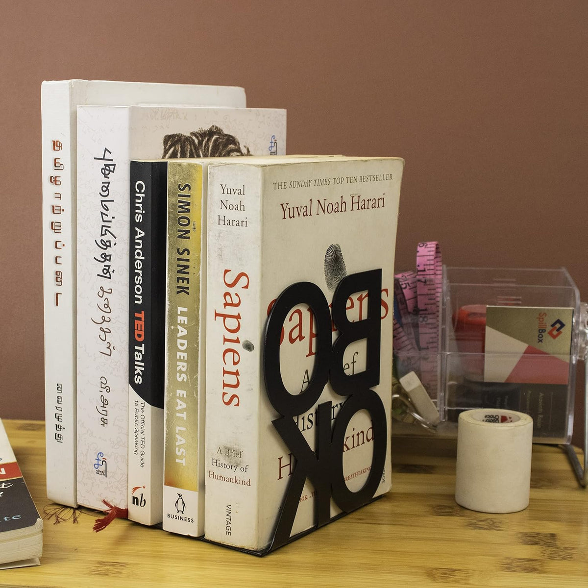 Spillbox Metal Non Slip bookends Book Shelves Shelf Study Table Home Decor Holders Case Bracket Stand Heavy Duty Set Home Office - Book