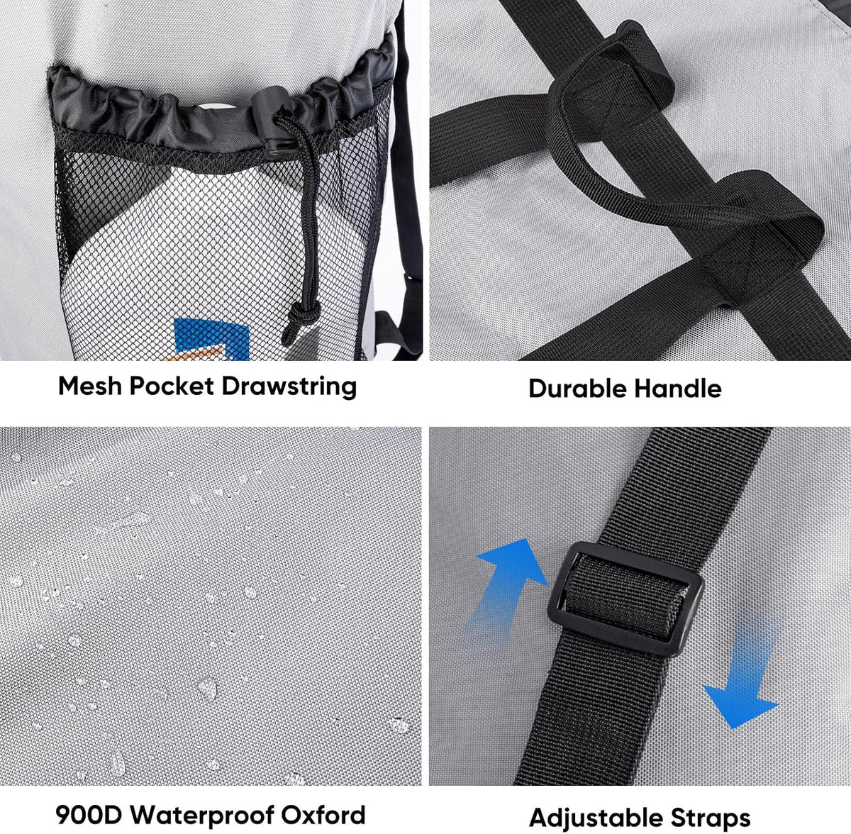 BALEINE 120L Laundry Bag Backpack, 900D Oxford Fabric Large Travel Laundry Bags with Shoulder Straps and 2 Mesh Pockets for College Dorm, Apartment, Laundromat (Gray, 120L)