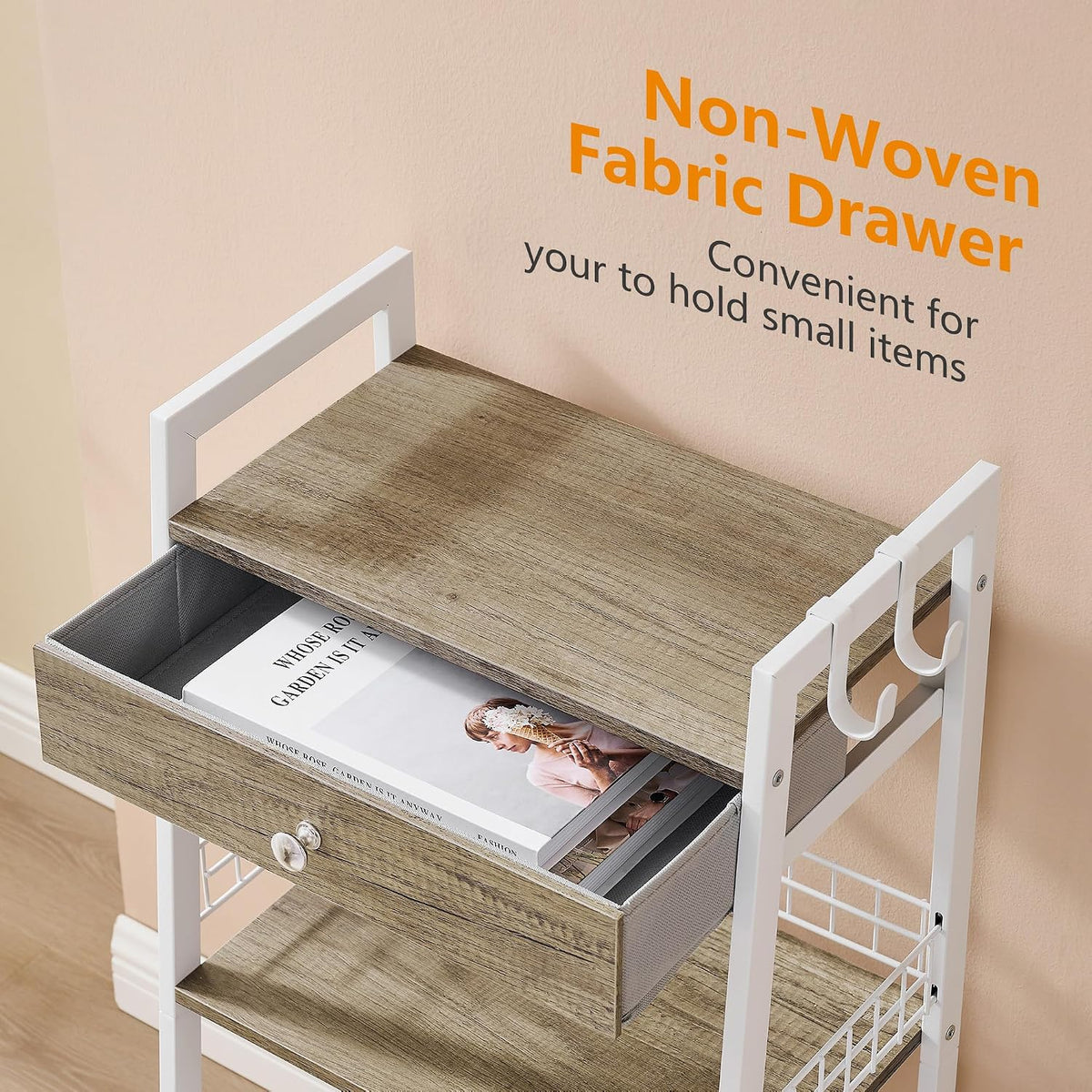 Gewudraw Bathroom Ladder Shelf with Drawer, 3-Tier Bathroom Storage, White