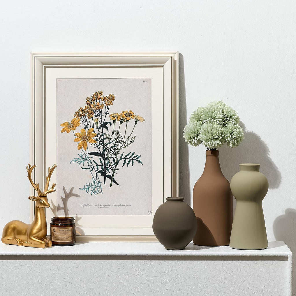 Ceramic Vase Set of 3, Nordic Minimalist Multicolor Vases Home Decor, Rustic Farmhouse Decor Pottery Vases for Bouquet Pampas Grass Dried Fresh Flowers, Living Room, Entryway Mantel, Kitchen, Bedroom