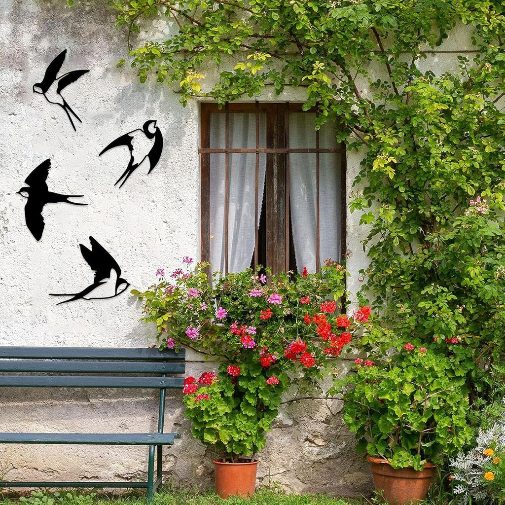 ESTART Metal Birds Wall Decor, 5 Pcs Black Birds Metal Wall Art