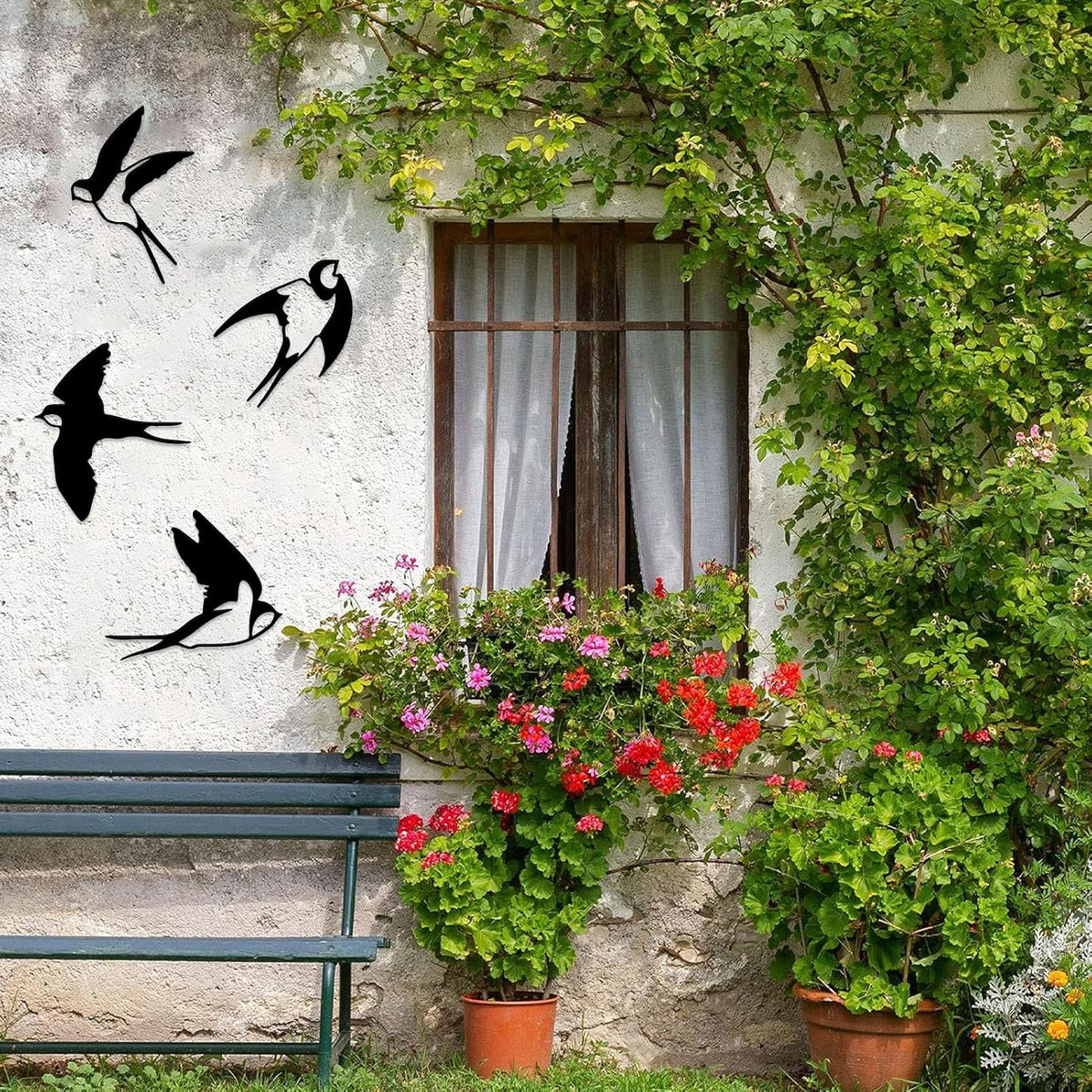 ESTART Metal Birds Wall Decor, 5 Pcs Black Birds Metal Wall Art