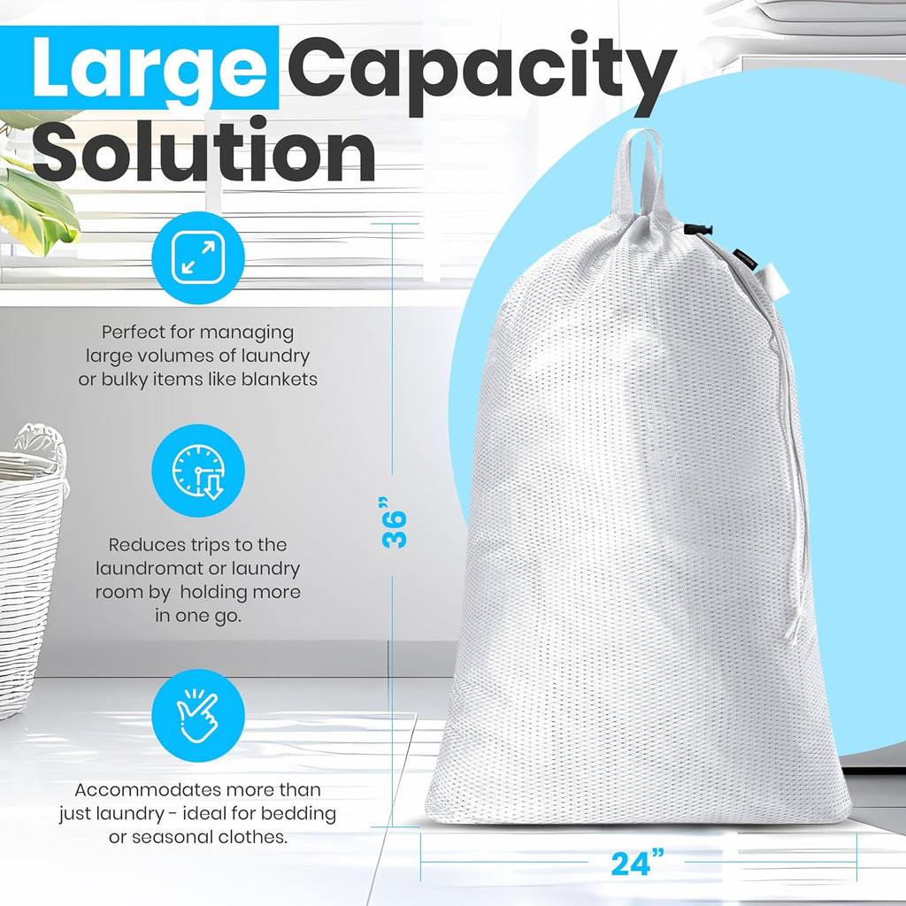 Mesh Laundry Bags 24 x 36 In, 2-Pack - Handy Laundry Heavy Duty Net Bag