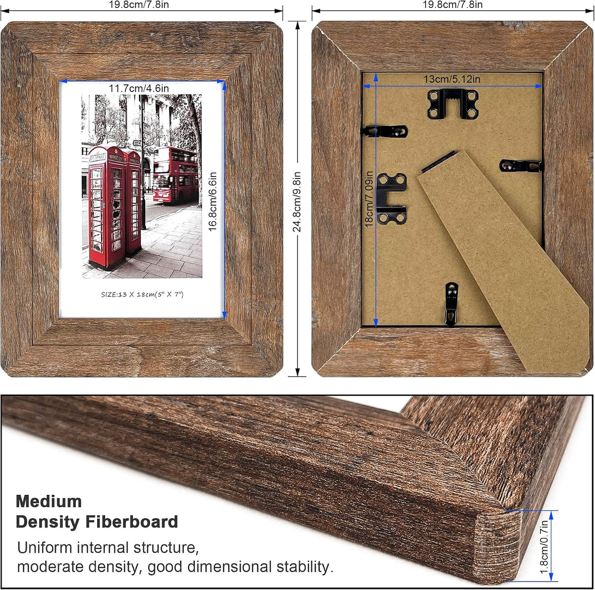 5x7 Wooden Picture Frames with Real Tempered Glass