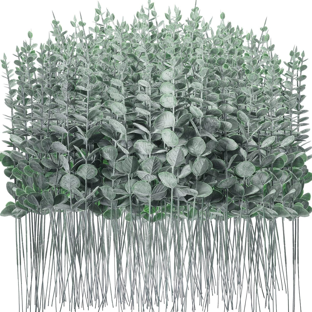Giegxin 300 Pcs Artificial Eucalyptus Stems, Greenery Decor, Dark Green