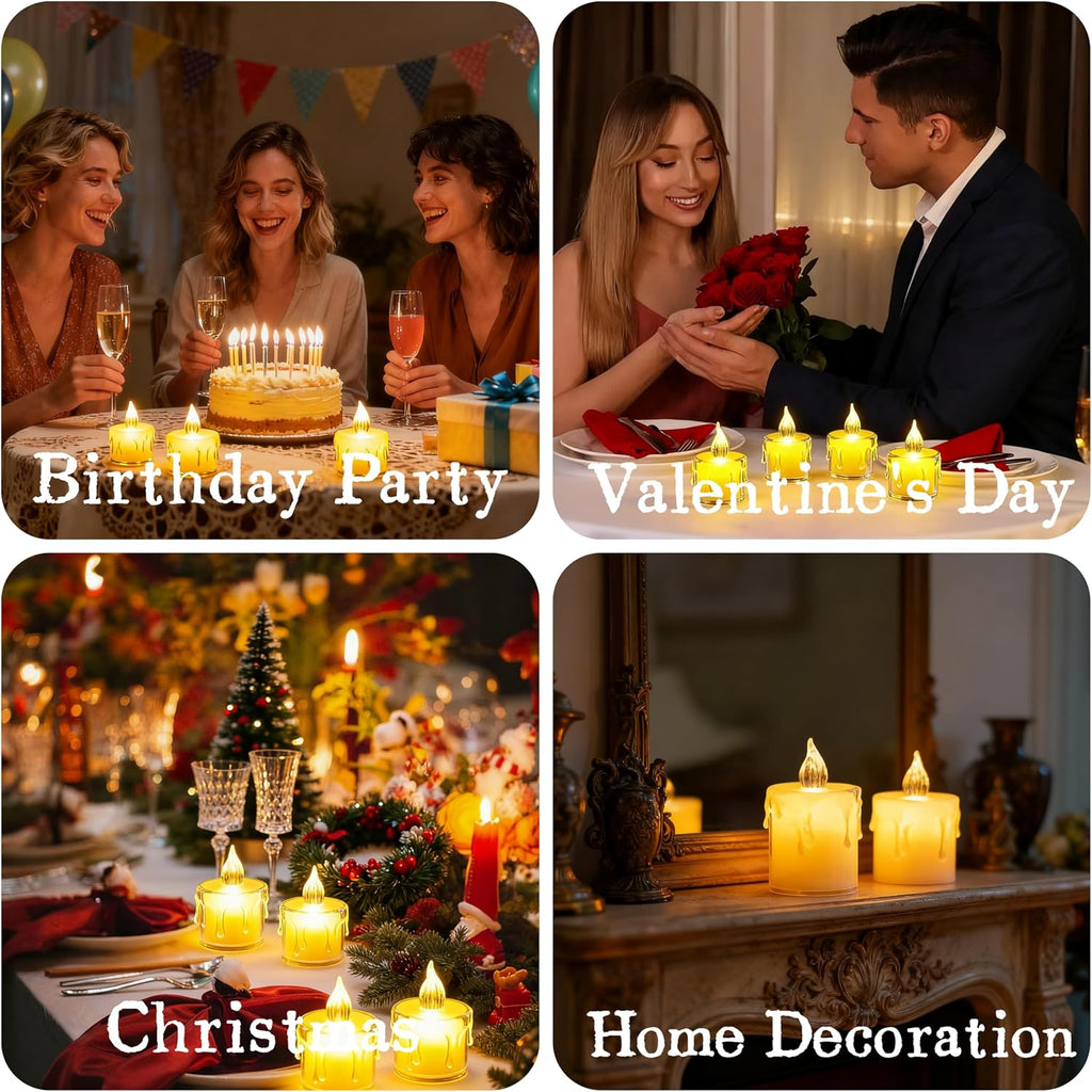 24PCS Tea Lights Candles Battery Operated, Christmas Decor Decoration, Flickering Fake Candle for Valentine Wedding Ramadan Christmas Decorations