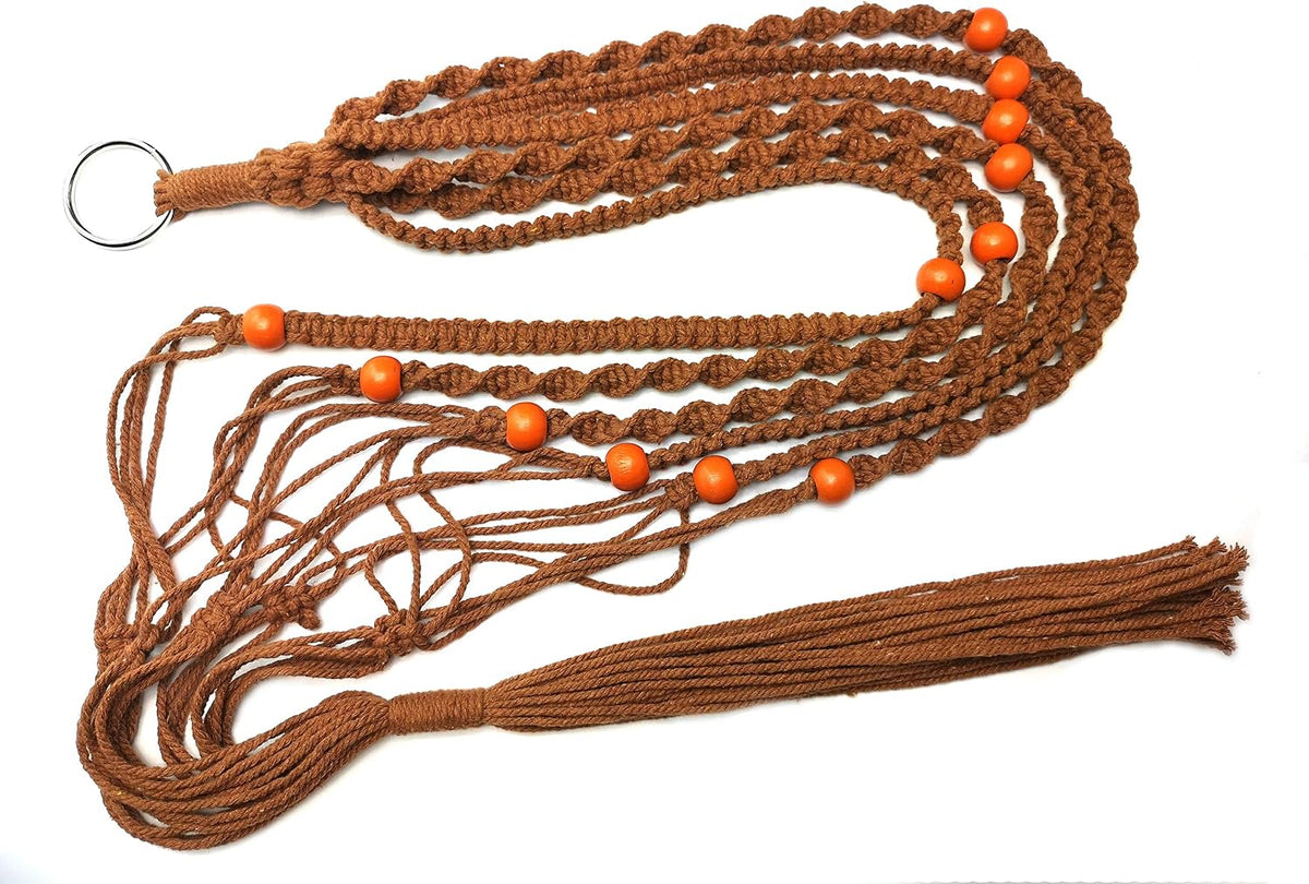 Plant Hanger Macrame Cotton 6 Legs 51 Inches for Indoor Outdoor, Living Room, Kitchen, Deck, Patio, High and Low Ceiling with Size of 10-12 inches Without THE Pot (Brown)