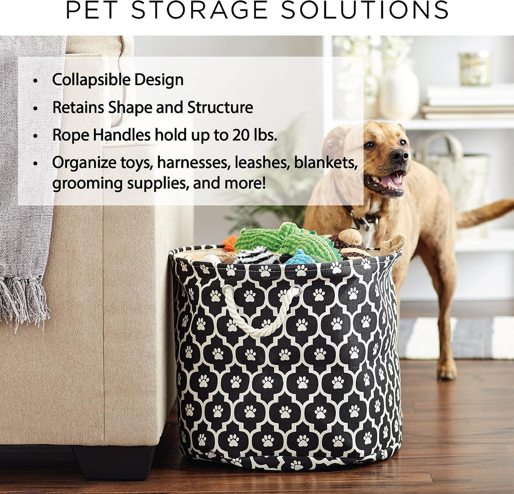 Bone Dry Dog Toy Basket, Round Navy Large, Collapsible