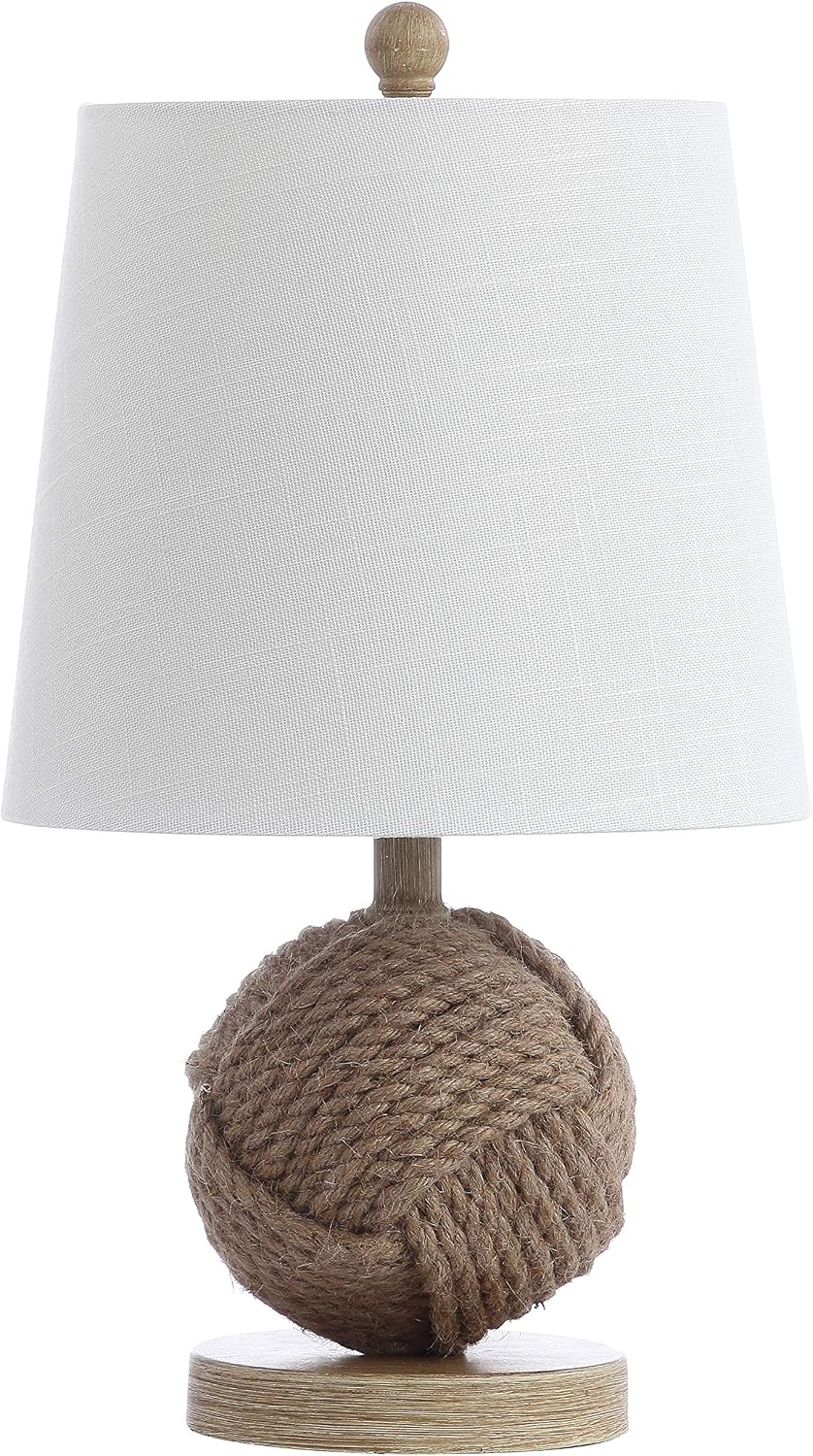 JONATHAN Y Monkey Fist 18" Rope Metal Ball LED Table Lamp, Natural