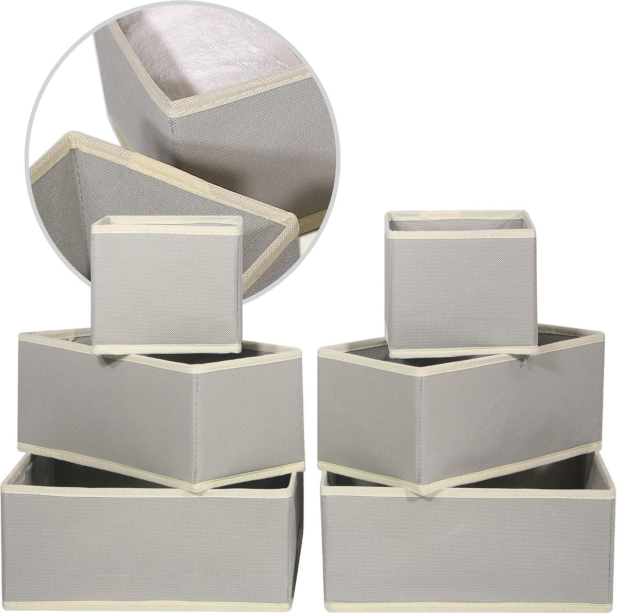 DIOMMELL Foldable Cloth Storage Box Closet Dresser Drawer Organizer Fabric Baskets Bins Containers Divider with Drawers for Clothes, Underwear, Bras, Socks, Lingerie, Clothing, Set of 6