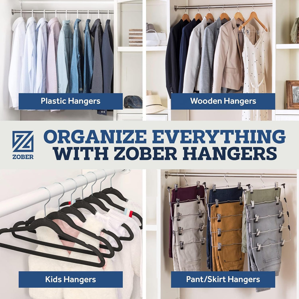 Zober Black Plastic Hangers 50 Pack, Clothes Hangers Plastic