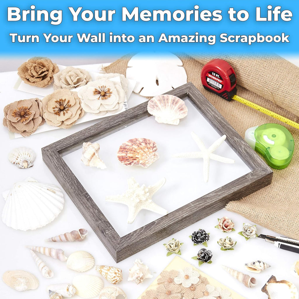 Super-Sturdy, Real Wood 8x10 Shadow Box Frame 1pk. Genuine Hardwood Display with Real Glass. Best Shadowbox to Showcase Photos, Tickets, Wedding Bouquets, CDs, Medals, Awards, Seashells and Insects.