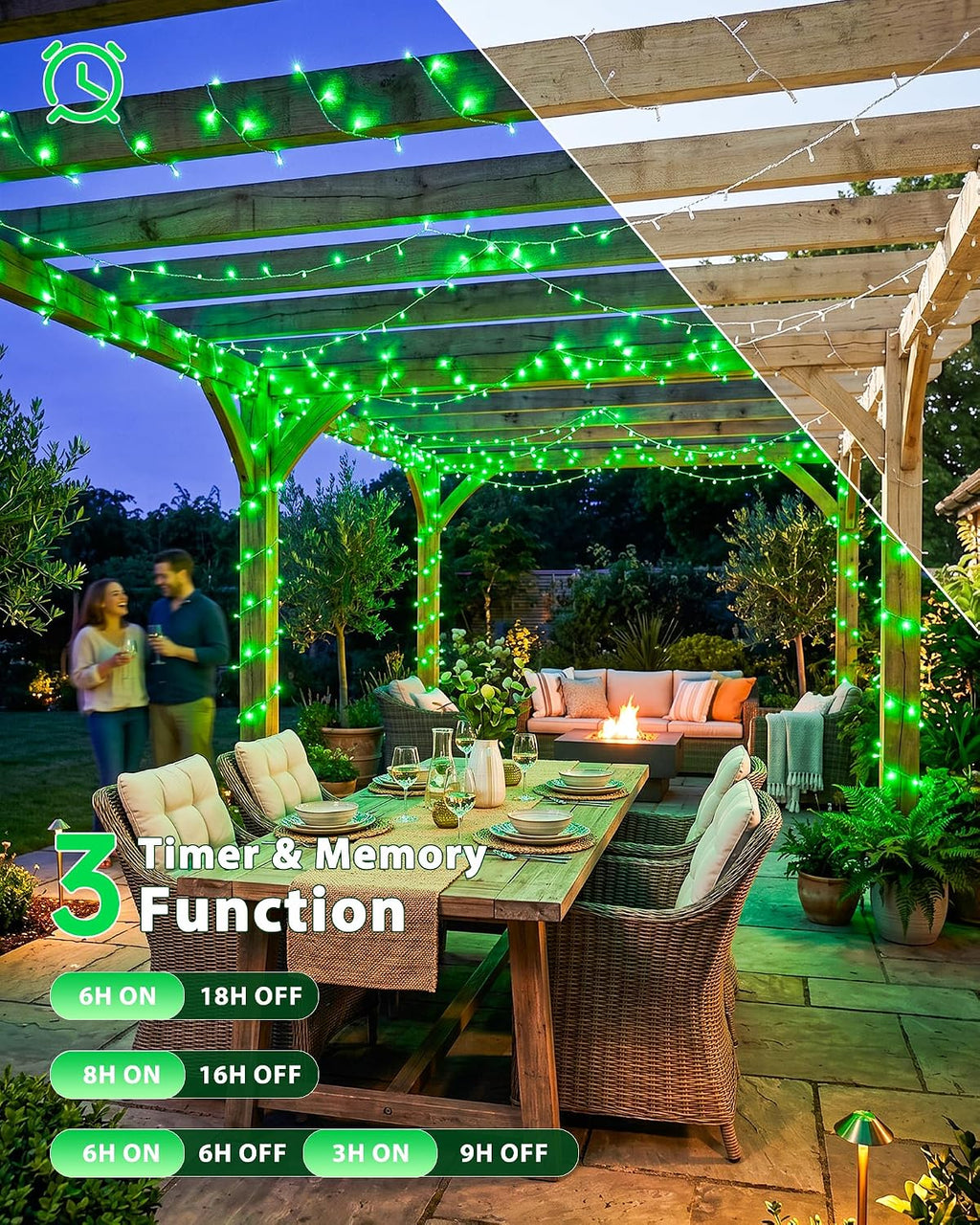 Green Christmas Halloween String Lights, 33FT 100 LED Fairy Lights