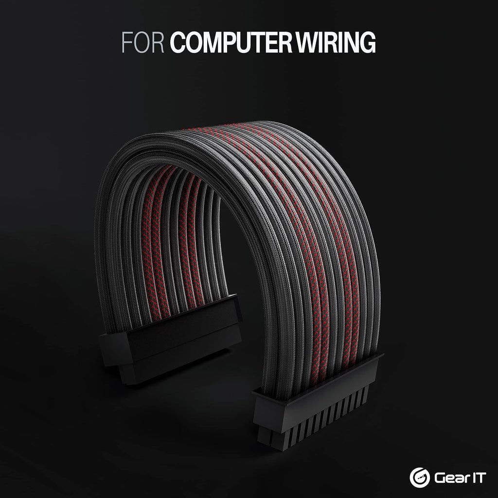 GEARit Split Wire Loom 1/2in 25ft Black/Red Cord Cover Pet Chew Protector