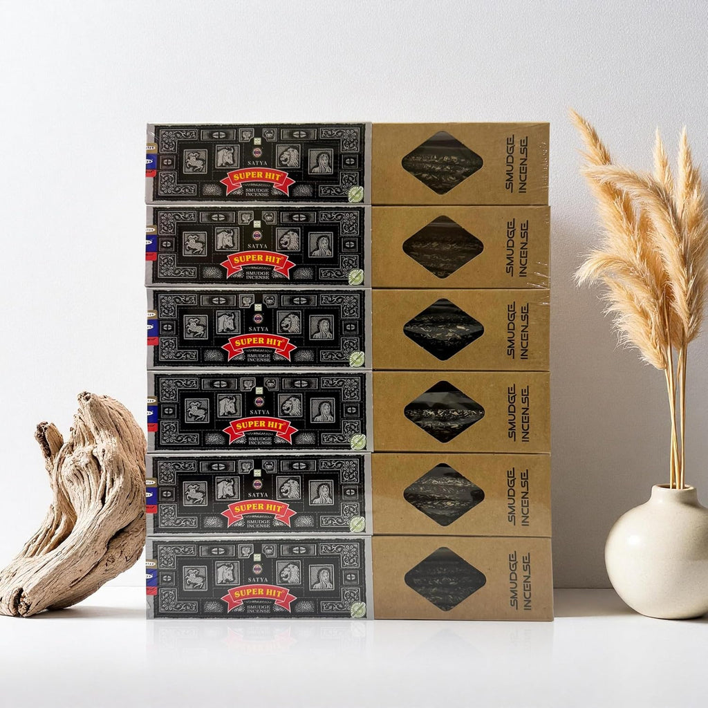 Satya Smudge Incense Stick – Hand-Rolled Indian Masala Incense for Meditation, Yoga & Spiritual Cleansing Pack of 6 (Smudge Superhit)