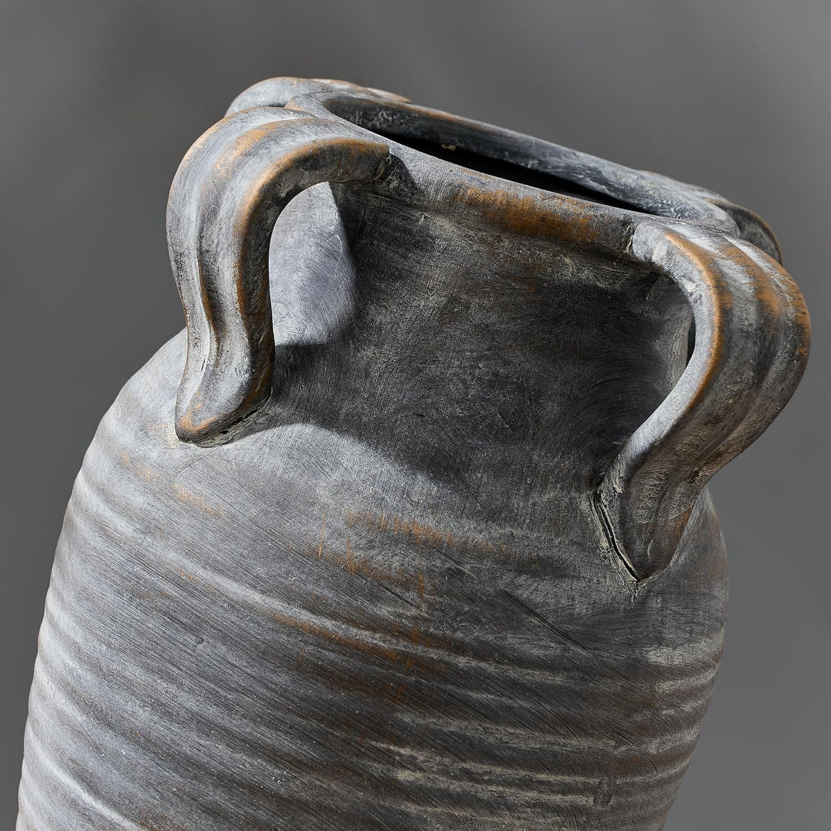 Emotionally Grounded Vase, Vaseking Large Ceramic Rustic Vase with 4 Handles, 10.83 inch Minimalist Decorative Farmhouse Vases for Home Decor, Living Room, Enterway, Table Decoration, Black Bronze