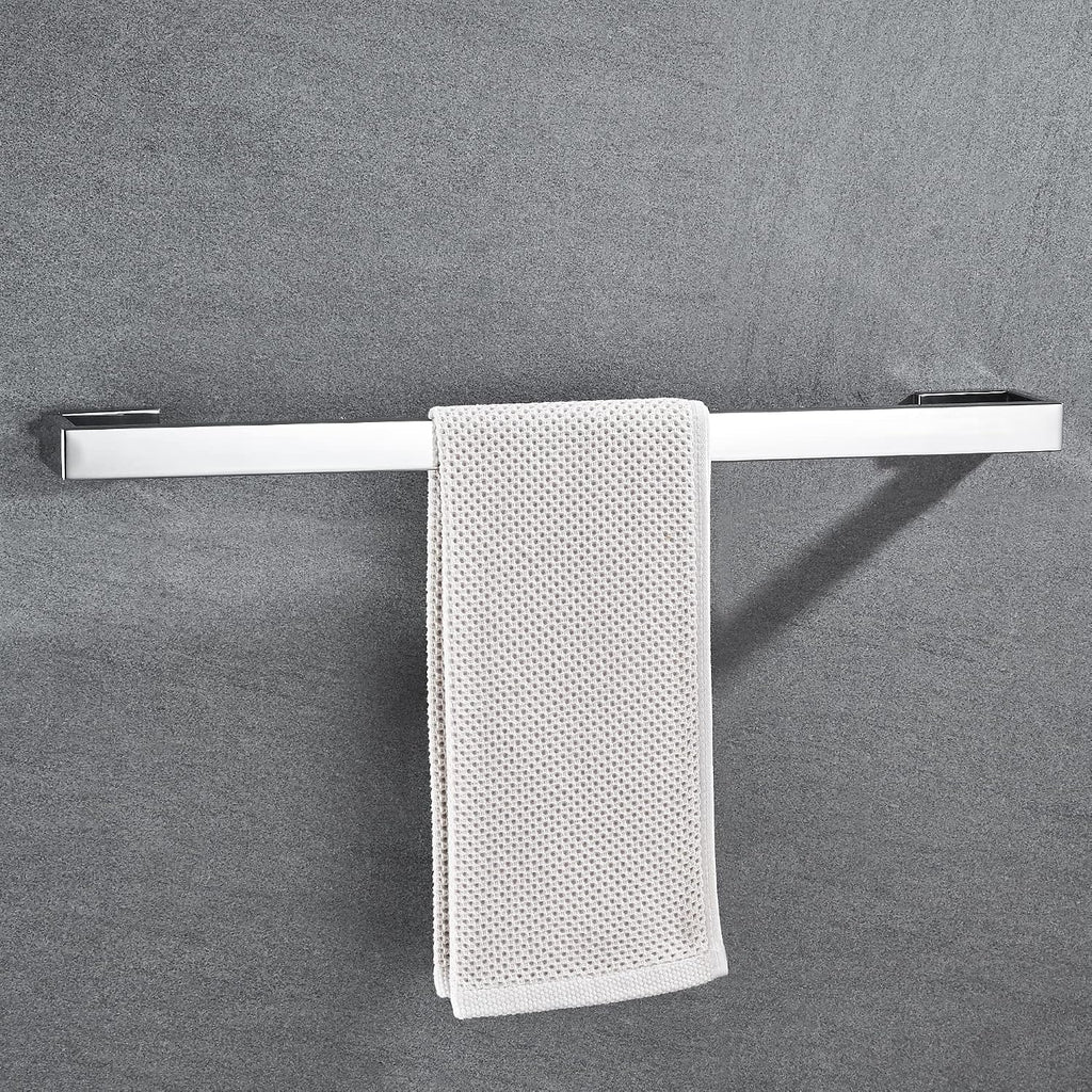 JunSun Square Towel Bar 24-Inch Stainless Steel Towel Holder Bathroom Accessories Square Bathroom Bars Towel Rack Bathroom Hardware Wall Mounted Stainless Steel Polished Chrome