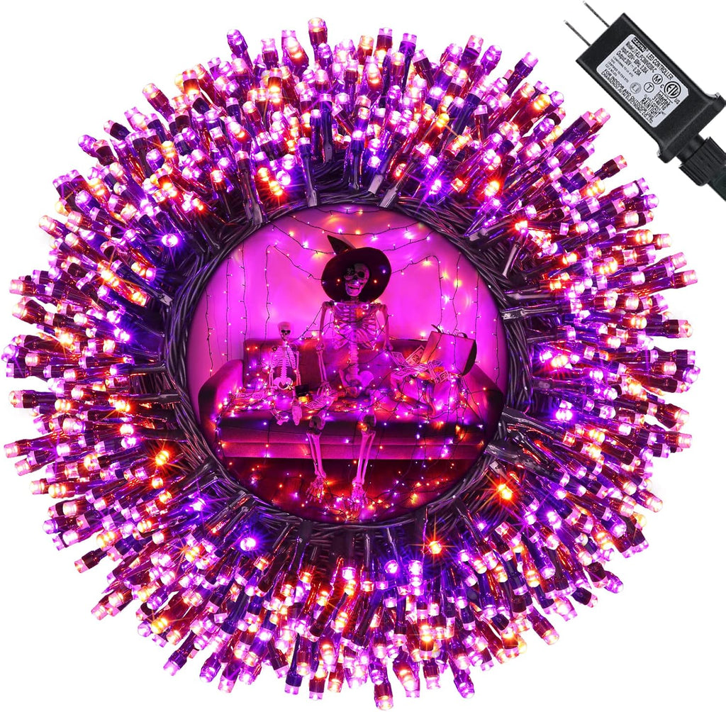 Orange and Purple Halloween Lights, 82ft 200 LED Halloween String Lights