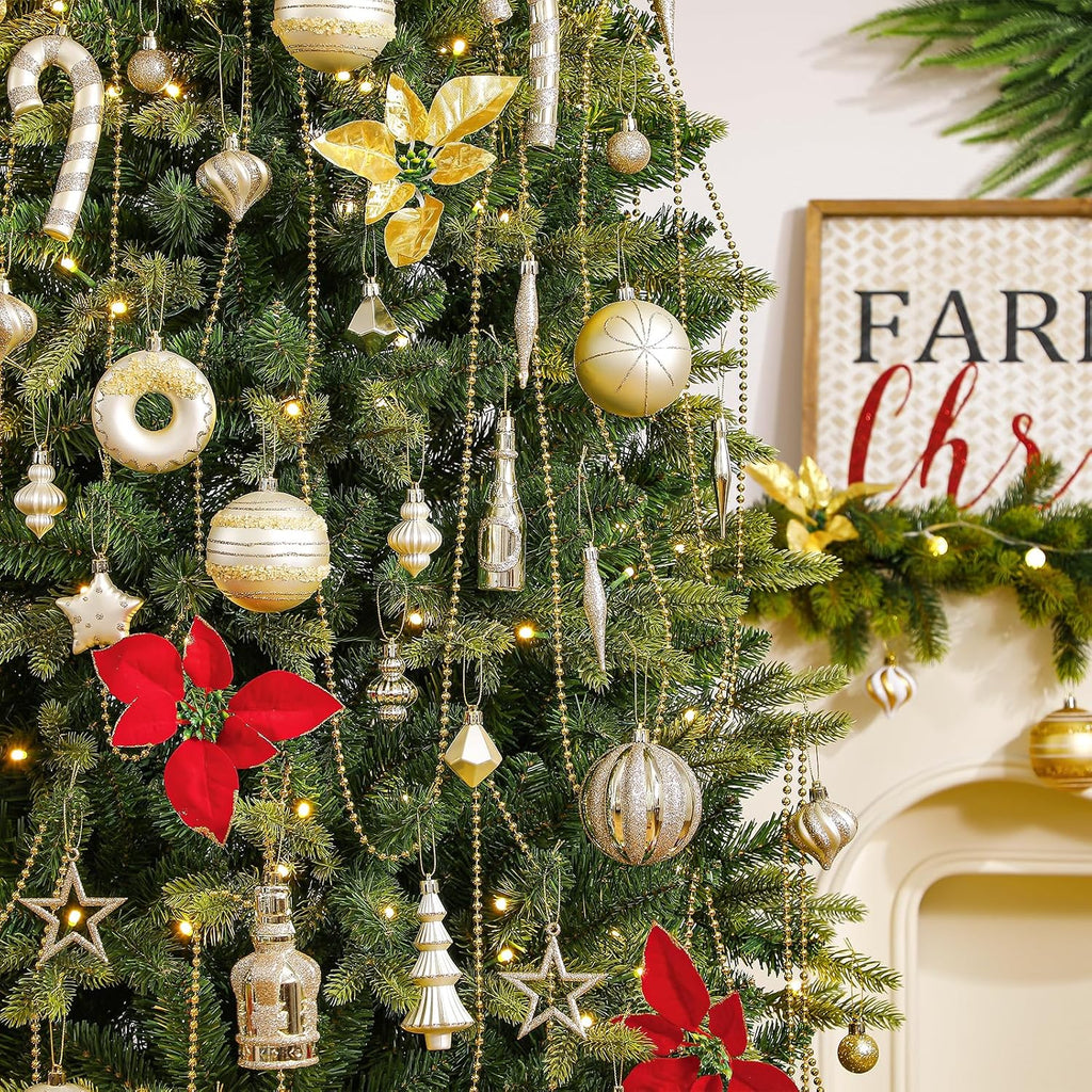 SHareconn 80pcs Christmas Balls Ornaments Set Tree Decor Champagne Gold